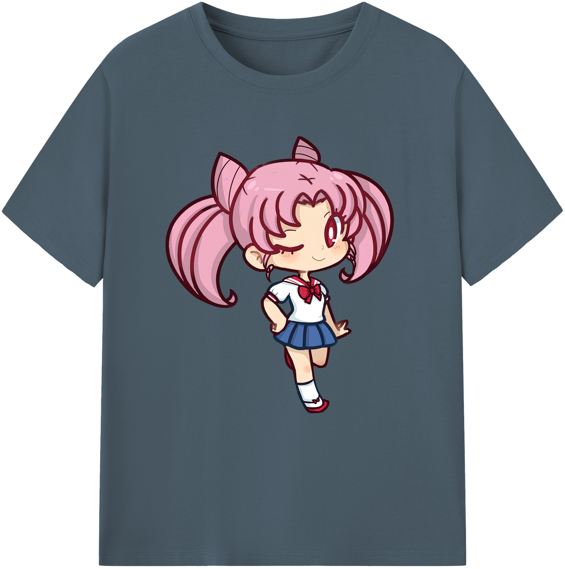 （画像用） 美少女戦士セーラームーン ちびうさ Sailor Moon Chibiusa Tsukino Usagi Small Lady Serenity 綿100％半袖Tシャツ（フロントプリント）